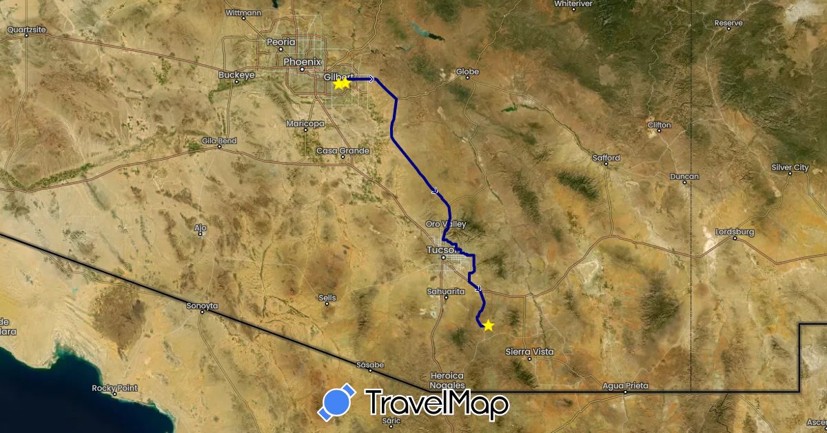 TravelMap itinerary: driving in United States (North America)