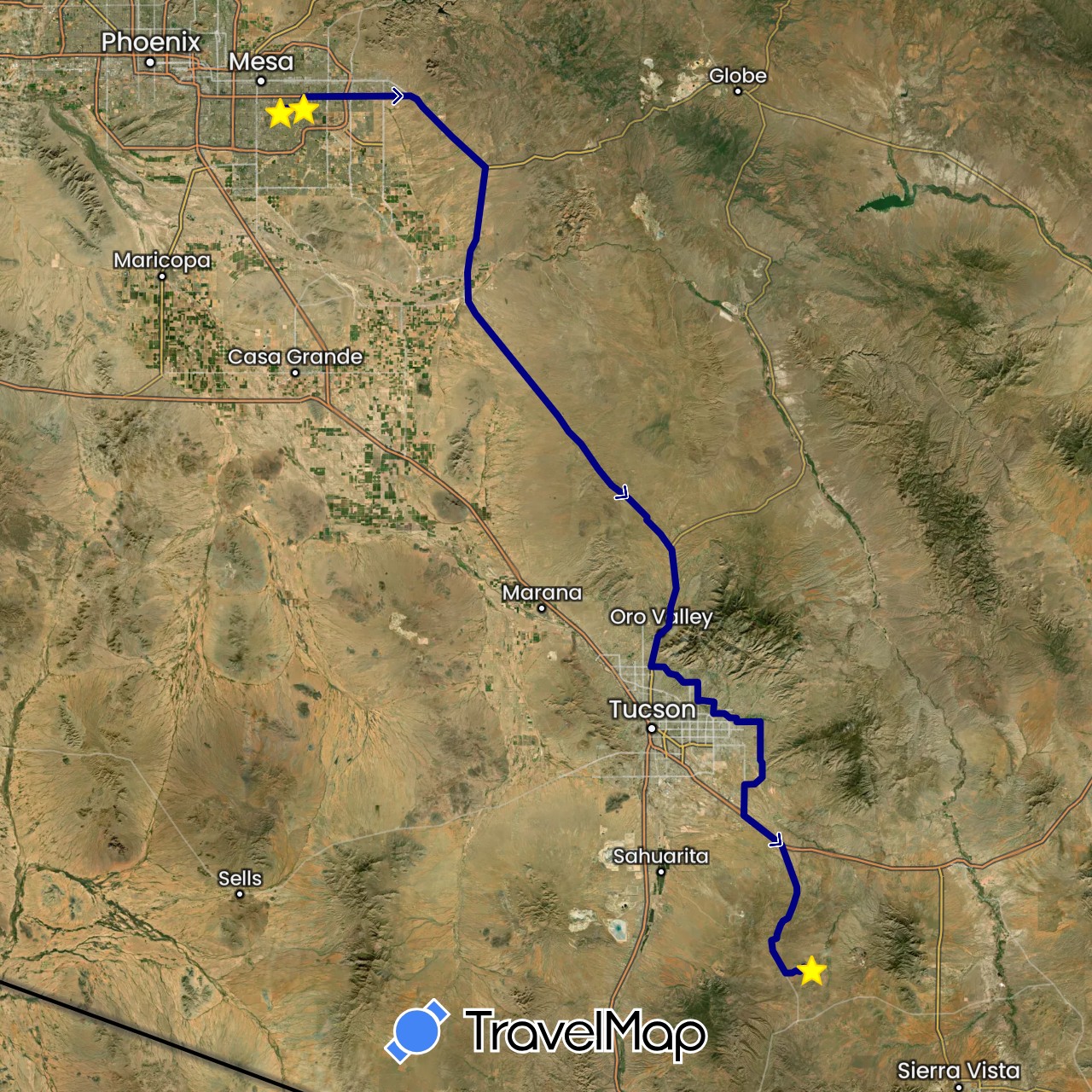 TravelMap itinerary: driving in United States (North America)